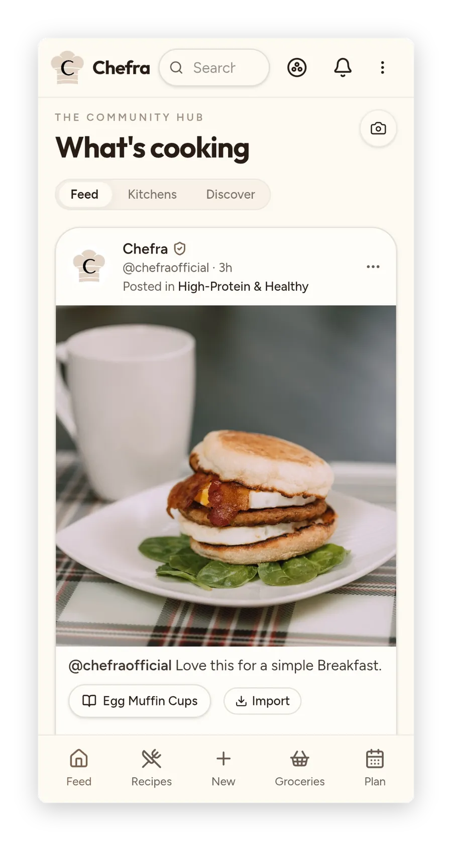 Chefra feed showing a recipe post from another home cook